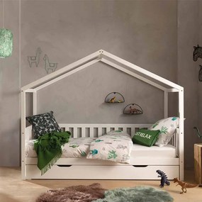 Conjunto Cama infantil de Casa DALLAS Com Ripas 90x200 com gaveta Branca
