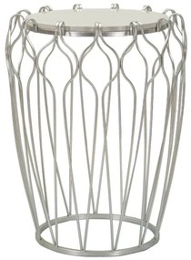 Mesa de Centro Hook - Base de Metal Prata e Topo de Mármore - Ø 47,5 c