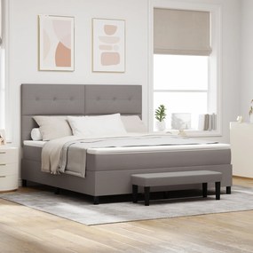 vidaXL Cama Box com Colchão &amp; Banco Taupe 180x200 cm Tecido
