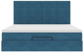 Estrutura cama otomana colchões 180x200 cm veludo azul escuro
