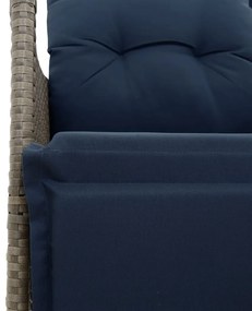 Conjunto Bistro de 3 peças com almofadas em rattan sintético cinza