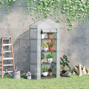 Estufa de Jardim com 4 Prateleiras e Cobertura de PE Estufa de Aço para Cultivo de Plantas Flores 70x50x160cm Branco