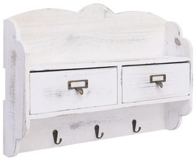 Cabide de parede 50x10x34 cm madeira branco