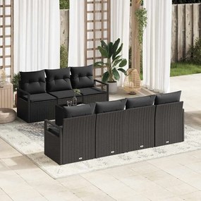 vidaXL Conjunto de Sofás 8 pcs Preto vime PE
