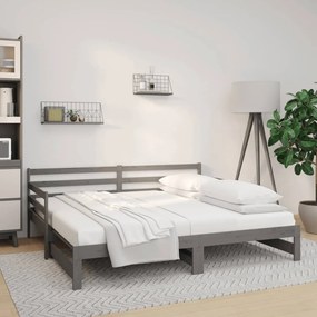 vidaXL Estrutura sofá-cama de puxar 2x(90x190) cm pinho maciço cinza