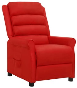vidaXL Poltrona reclinável couro artificial vermelho tinto