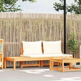 vidaXL Banco de jardim com mesa e almofadões branco nata acácia maciça