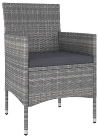 5 pcs conjunto lounge para jardim vime PE cinzento