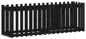 Canteiro elevado c/ design cerca 200x50x70cm pinho maciço preto