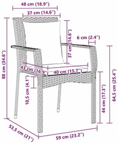 Conjunto de 4 Cadeiras de Jardim 5 pcs Cinzeto 80 x 80 x 73 cm