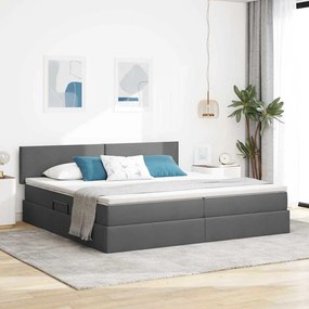 vidaXL Cama com arrumação e colchão Cinza Escuro 200 x 200 cm