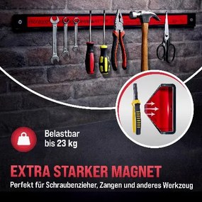 Conjunto de 3 suportes magnéticos para ferramentas, 45 cm Vermelhas