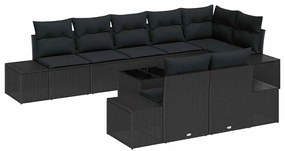 Conjunto de Sofás para Jardim de 9 Peças com Almofadas Bege em Rattan