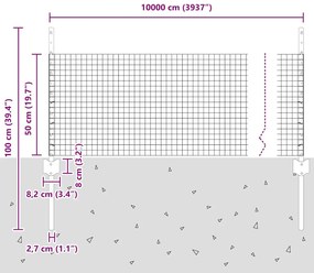 Cerca de Fio Soldado com 44 Postes U Prata 0.5x100 m Aço
