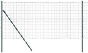 Cerca Euro com 7 postes, 1.4x10m, aço galvanizado verde