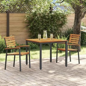 vidaXL Conjunto de Jantar de Jardim 3 Peças em Madeira Sólida de Acácia e Metal