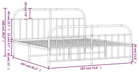 Estrutura de cama com cabeceira e pés 180x200 cm metal preto