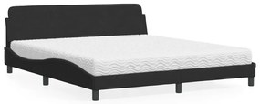 vidaXL Cama com colchão 180x200 cm veludo preto