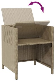 Cadeiras de jardim com bancos 2 pcs vime PE bege
