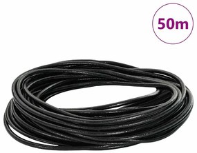 vidaXL Corda de Couro Preto Ø2,5 mm x 50 m Couro