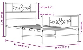 Estrutura de cama com cabeceira e pés 80x200 cm metal preto