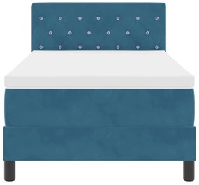 Cama Box com Colchão e LED Azul Escuro 90x190 cm Veludo