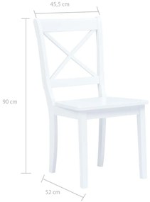 Cadeiras de jantar 4 pcs seringueira maciça branco