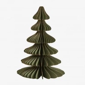 Árvore De Natal Em Papel Navira Verde Pesto Com Borda Dourada & ↑15 Cm - Sklum