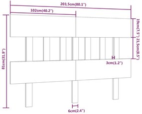 Cabeceira de cama 203,5x3x81 cm pinho maciço