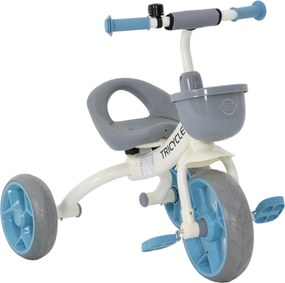 Triciclo infantil ajustável, para crianças dos 2 aos 5 anos, com cesto à frente e rodas em EVA, 72 x 52 x 61 cm, azul