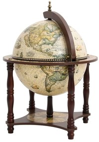 Garrafeira forma de globo madeira eucalipto maciça castanho