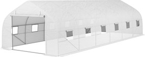Estufa de Jardim Tipo Túnel, 800 x 300 x 200 cm, 12 Janelas, Branca