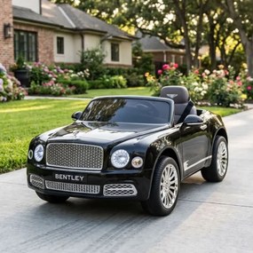 Carro elétrico para crianças até aos 5 anos Bentley Mulsanne 12V, pneus de borracha EVA, controlo remoto Preto