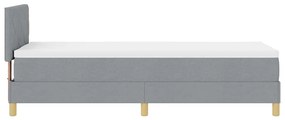 Cama Box Spring com Colchão &amp; LED Cinza Claro 80x200 cm Tecido