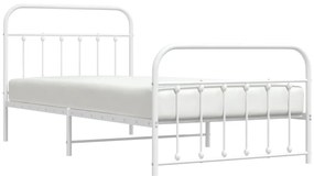 Estrutura de cama com cabeceira e pés 107x203 cm metal branco