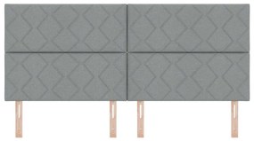 Cabeceira Design de Blocos de Diamante Cinza Claro 200 cm Tecido