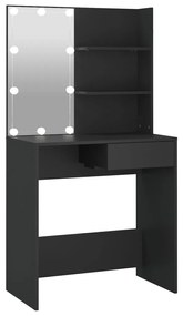 Toucador Elma com Espelho e Luzes LED - Preto - Design Moderno
