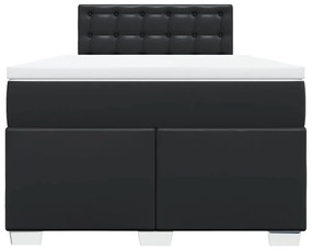 Cama com molas/colchão 120x200 cm couro artificial preto