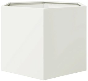 Vaso/floreira de jardim hexagonal 69x60x45 cm aço branco