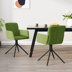 vidaXL Cadeiras de jantar giratórias 2 pcs veludo verde-claro