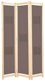 248179 vidaXL Divisória de quarto com 3 painéis 120x170x4 cm tecido castanho