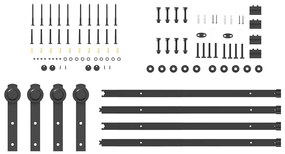 Kit de ferragens para porta deslizante 213,5 cm aço preto