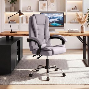 Cadeira de Escritório Ergonómica, 66 x 59-98 x 108-118 cm, Reclinável de 90° a 135°, Cinzento