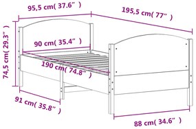 Cama sem colchão 90x190 cm madeira de pinho maciça branco