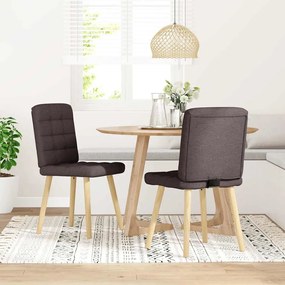 Cadeiras de jantar 2 pcs tecido castanho-escuro