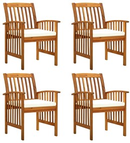 vidaXL Cadeiras de jantar p/ jardim 4 pcs c/ almofadões acácia maciça