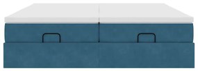 Estrutura cama otomana colchões 180x200 cm veludo azul escuro