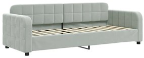 Sofá-cama com gavetão 80x200 cm veludo cinzento-claro