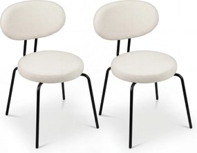 Conjunto de 2 cadeiras de jantar com assento e encosto almofadados, Estrutura em metal, capacidade de 150 kg, para restaurante ou sala de estar, cor c