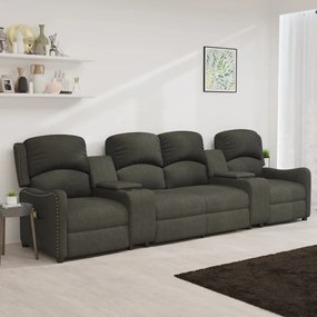 vidaXL Poltrona massagem 4 lug. c/suporte copo tecido cinza-escuro